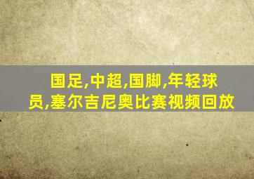 国足,中超,国脚,年轻球员,塞尔吉尼奥比赛视频回放